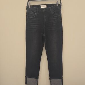 Evereve Black Cropped Ankle Jeans with Rolled Cuffs. Size 26. NWT